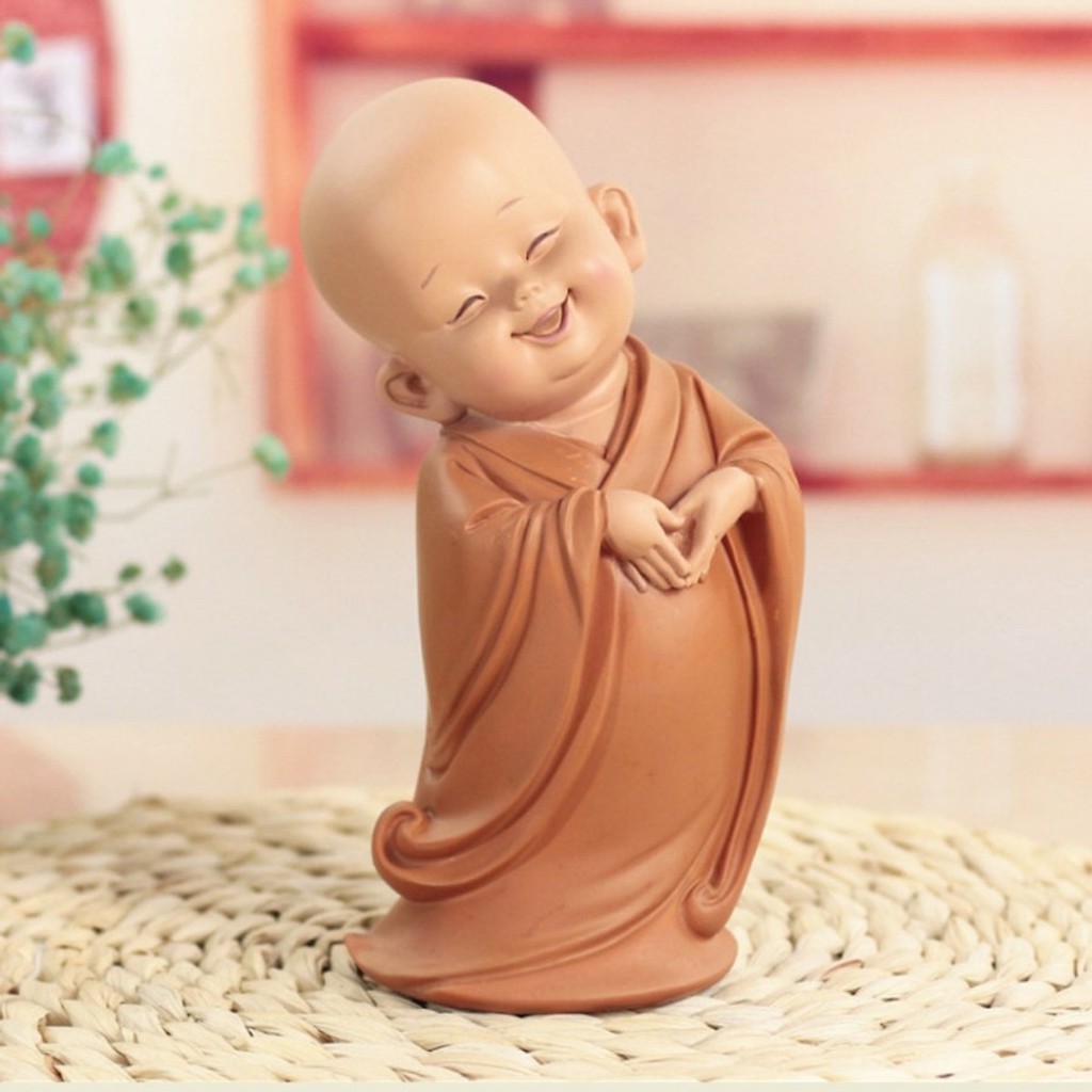 🔥  🔥 Bộ 03 chú tiểu áo nâu yêu đời trang trí nhà cửa,ôtô - mẫu đứng