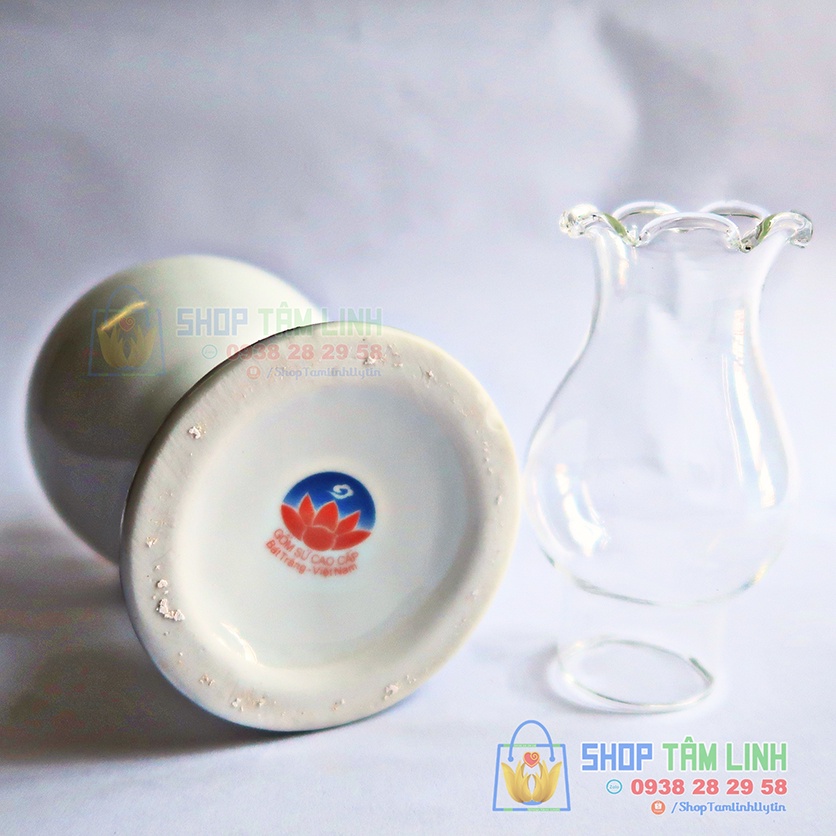 Đèn dầu thờ cúng, đồ thờ cúng gốm sứ Bát Tràng đủ cỡ tặng bóng đèn bền đẹp sáng bóng - Shoptamlinh