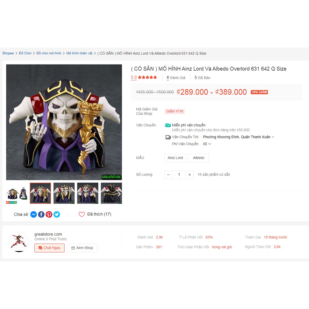 MÔ HÌNH Ainz Lord Và Albedo Overlord 631 642 Q Size