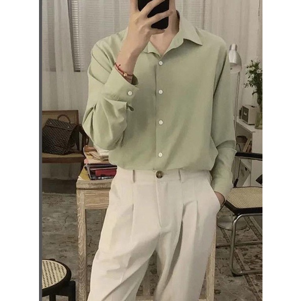 Áo Sơ Mi Tay Dài Chất Liệu Lụa Mỏng Thời Trang Mùa Hè Phong Cách Hàn Quốc Cho Nam