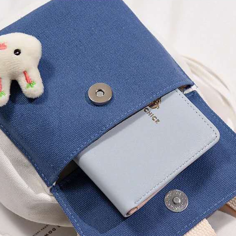 Túi đeo chéo IELGY vải canvas màu tương phản dễ thương phong cách thời trang Hàn Quốc