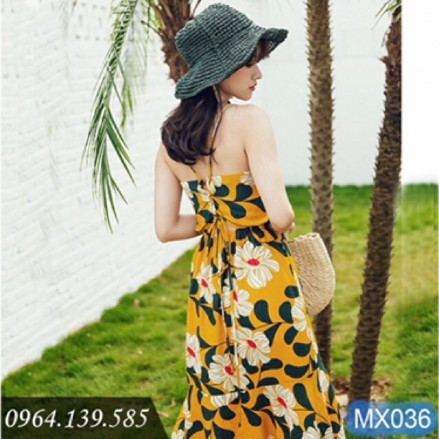 Váy 2 dây hở lưng màu vàng đuôi cá xinh xắn | WebRaoVat - webraovat.net.vn