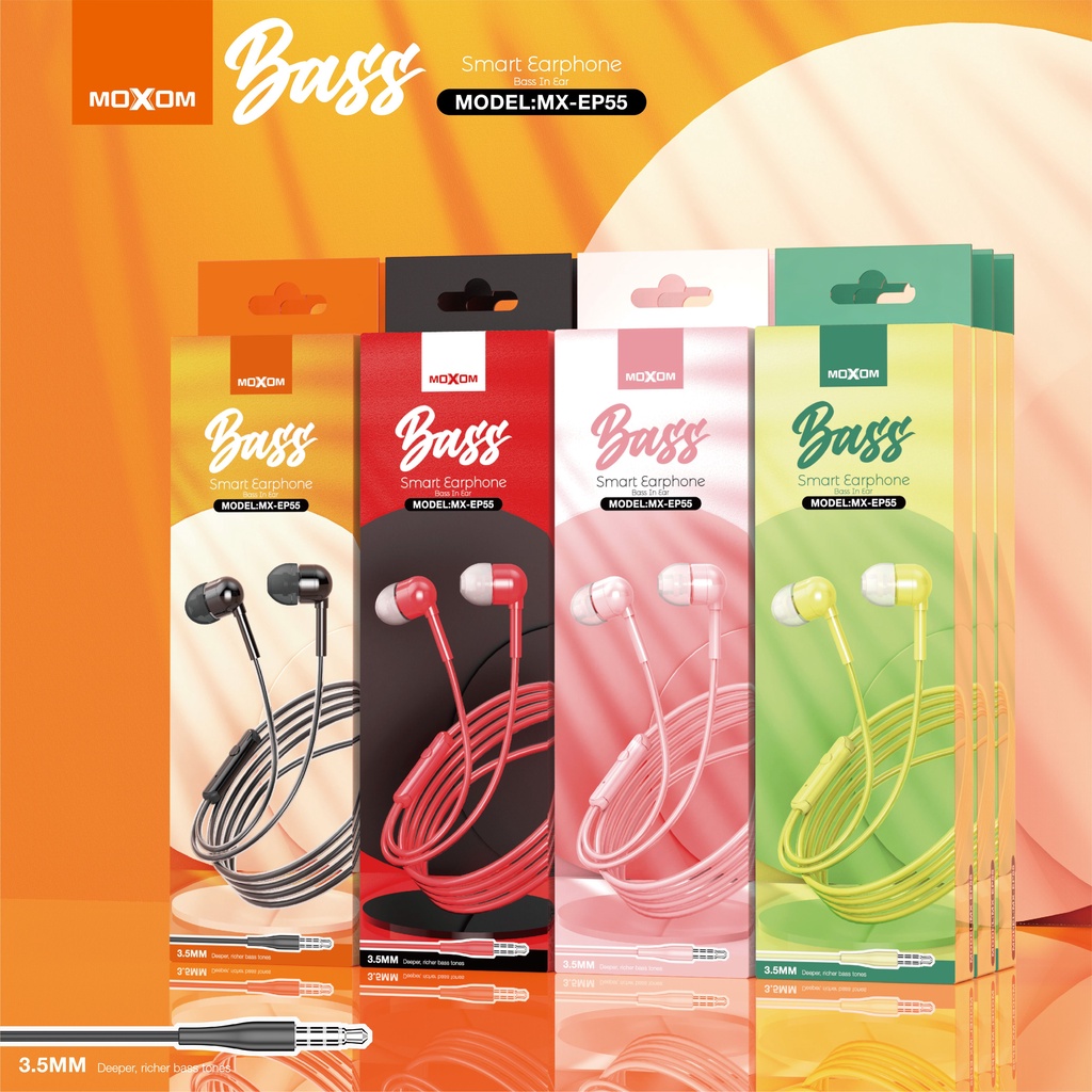 Tai nghe nhét tai có dây MOXOM EP55 Chống ồn, Tích hợp Micro, Âm bass phong phú, Jack 3.5mm dài 1,2m