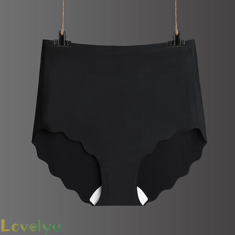 【LOVELYU】Women Soft High Waist No Trace Panties Underwear Breathable Ice Silk Knickers Solid Color【Good Quality】