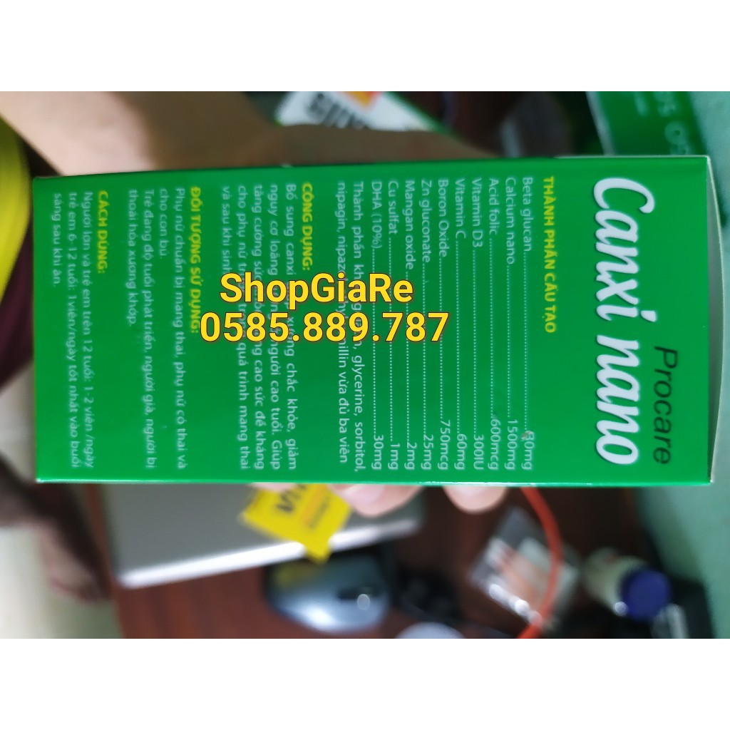 VIÊN UỐNG CANXI NANO Procare BỔ SUNG CANXI CHO PHỤ NỮ CHUẨN BỊ MANG THA LỌ 30 VIÊN