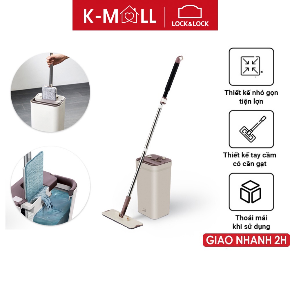 Bộ cây lau nhà Lock&Lock Squeeze Flat Mop cây lau nhẹ, dễ dàng vắt nước, làm sạch ETM471 - K-MALL
