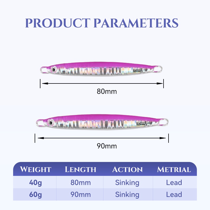 Mồi câu cá nhân tạo KINGDOM bằng kim loại 80mm 40g 90mm 60g có mắt 3D