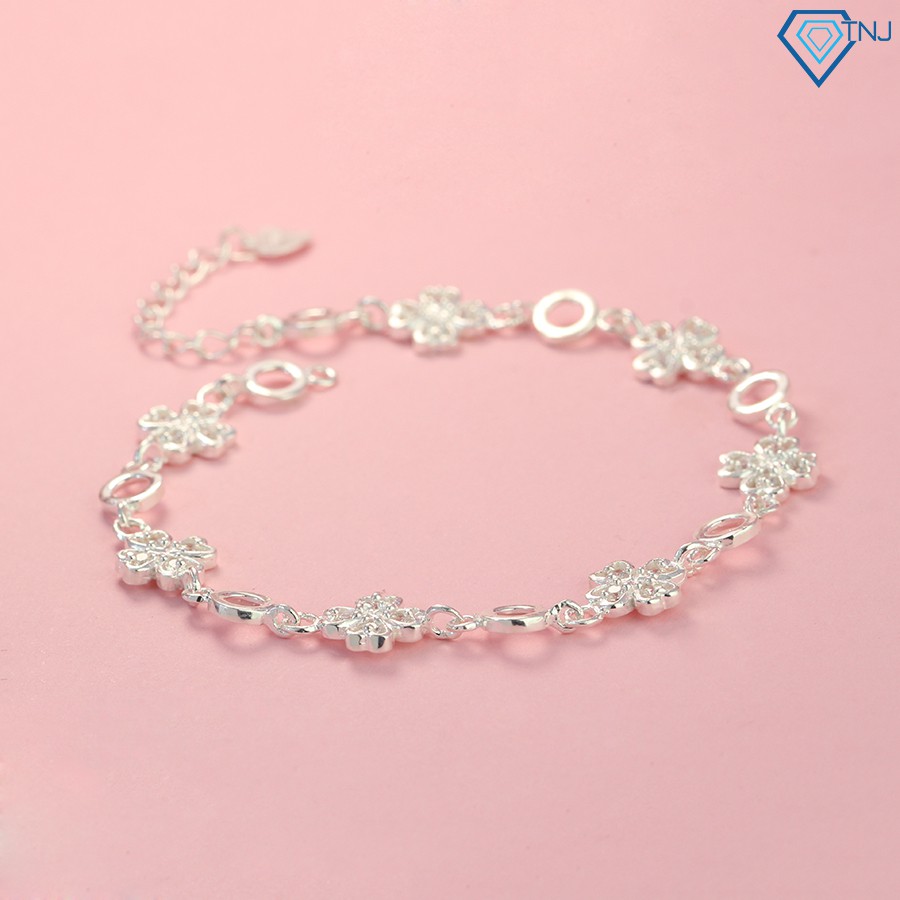 Quà tặng sinh nhật ý nghĩa - Lắc tay nữ bạc thật đẹp hình cỏ 4 lá may mắn LTN0109 - Trang Sức TNJ