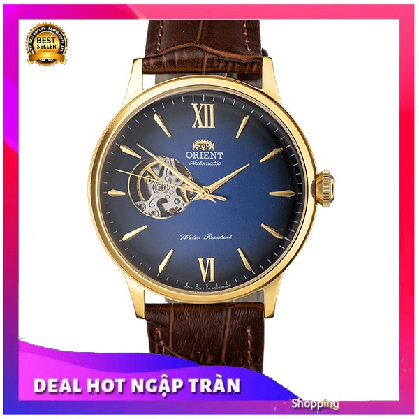 Đồng Hồ Cơ Nam OR.888 Lộ Tim Lộ Tim Tự Động Automatic Máy Nhật Japan Vàng Xanh Biển Dây Da