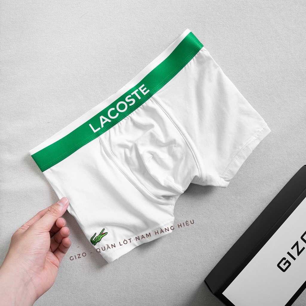 Quần lót nam boxer, quần sịp đùi nam logo thêu vải cotton mềm mịn thoáng khí LAC01A