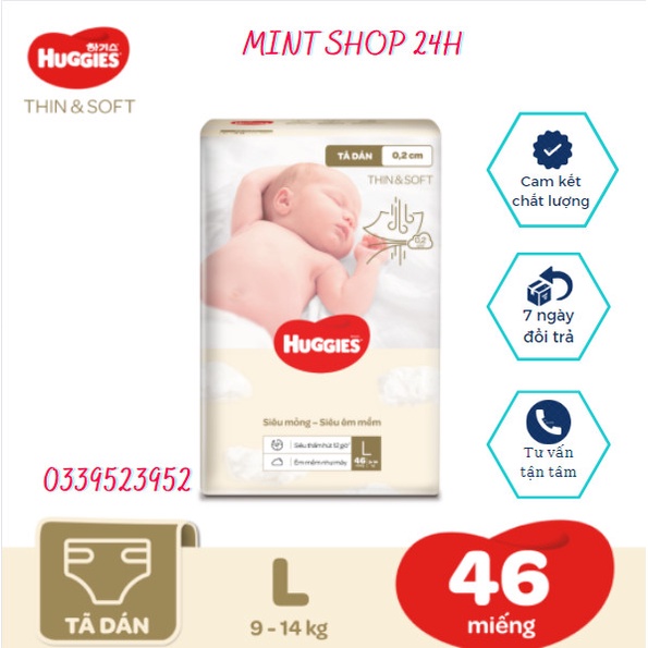 Tã dán Huggies Thin & Soft mỏng tàng hình size L46/XL42