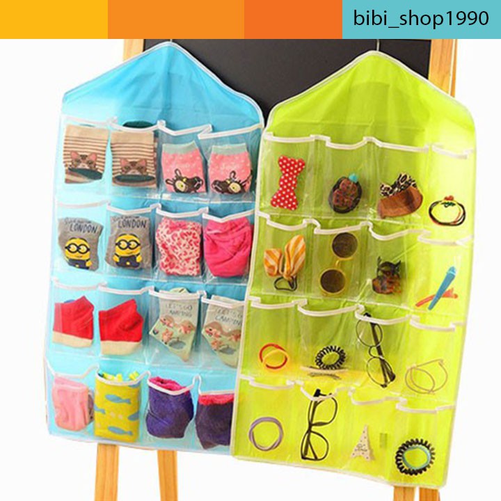 Set 5 túi treo đồ lót 16 ngăn nhiều màu sắc xinh xắn