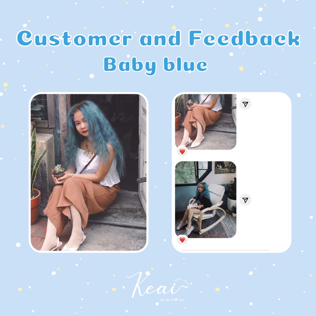 Thuốc nhuộm tóc tại nhà Baby Blue - kèm oxi - cần sử dụng tẩy - Keai Hair Dye