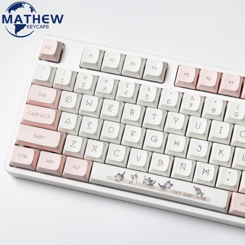 137 Nút phím cơ Cheese Cat Keycap XDA PBT ANSI nhuộm thăng hoa cho MX 61/64/68/71/84/87/100/104/108