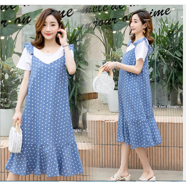ĐẦM BẦU VÁY BẦU CÔNG SỞ YẾM, CHẤM BI ( có kèm áo thun )