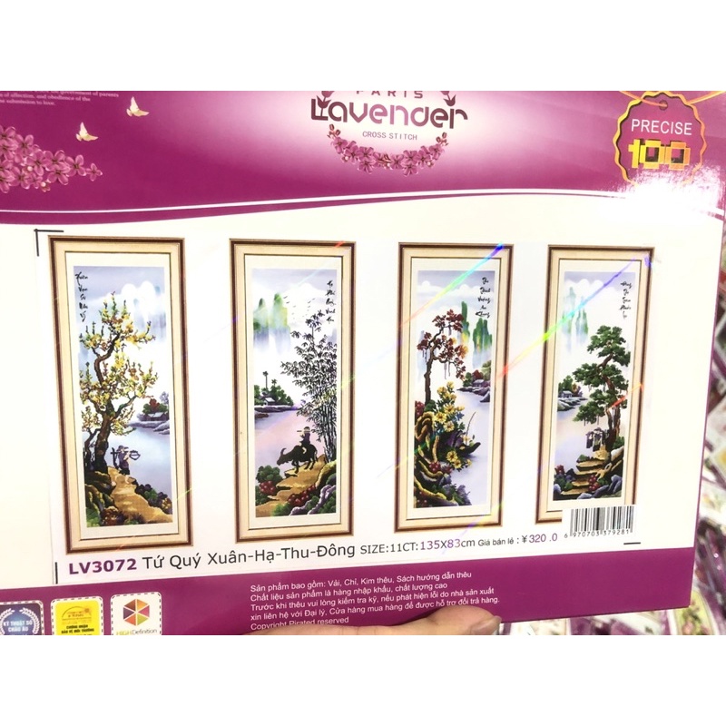 Tranh Đính Đá/Tranh Thêu Tứ Quý Xuân Hạ Thu Đông-Tiểu Ngư Canh Mục Lv040,Lv3072