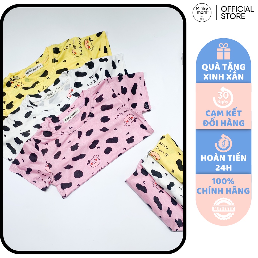 [SALE] Bộ Quần Áo Bé Gái, Bé Trai Minky Mom Vải Thun Lạnh Bò Sữa Nhiều Màu, Bộ Cộc Tay Cho Bé Mặc Nhà MKM2202