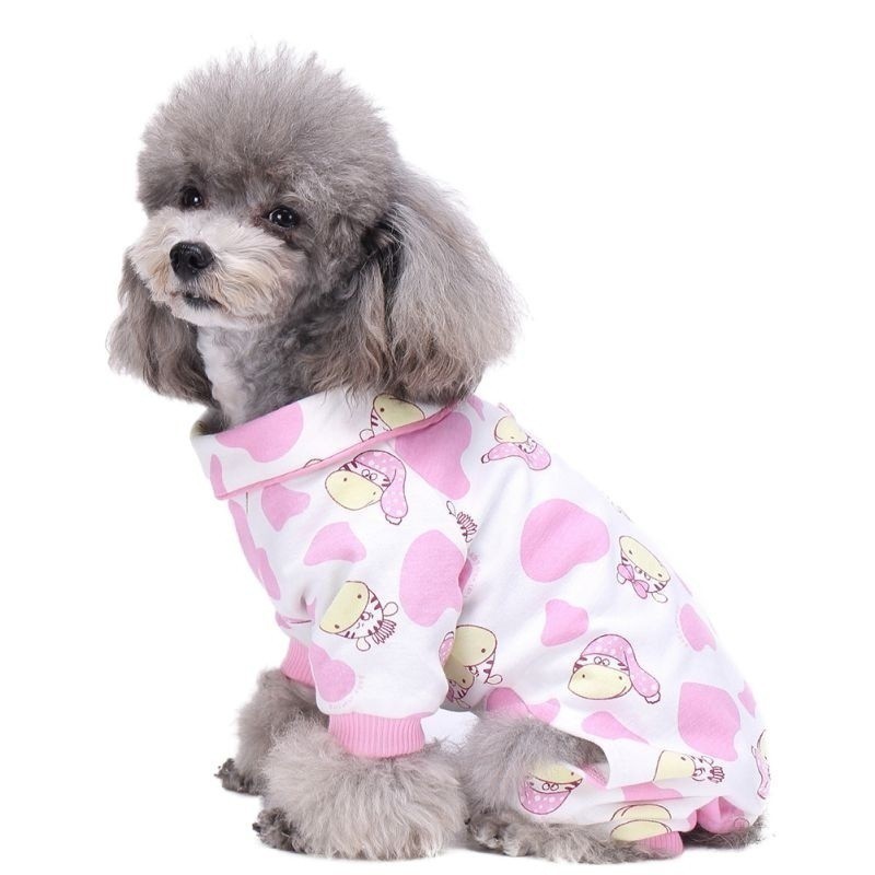 Pet Dog Apparel Pajamas Cartoon Print Adorable Clothes Jumpsuits