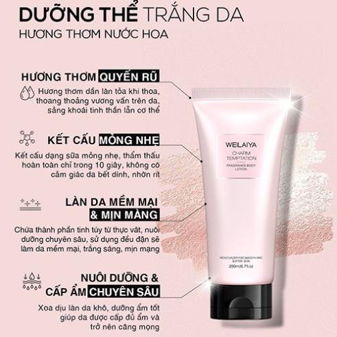 Sữa dưỡng thể toàn thân Weilaiya, dưỡng trắng da, lưu hương cả ngày, hương hoa hồng