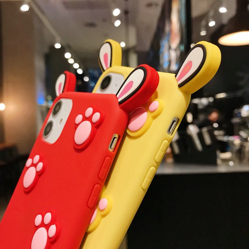 Ốp điện thoại tai thỏ dấu chân 3D cho OPPO A91 A83 A71 A57 A39 A37 A37F F11 F3 F1S Reno2 F Reno4 Reno 2 3 4 Realme C15