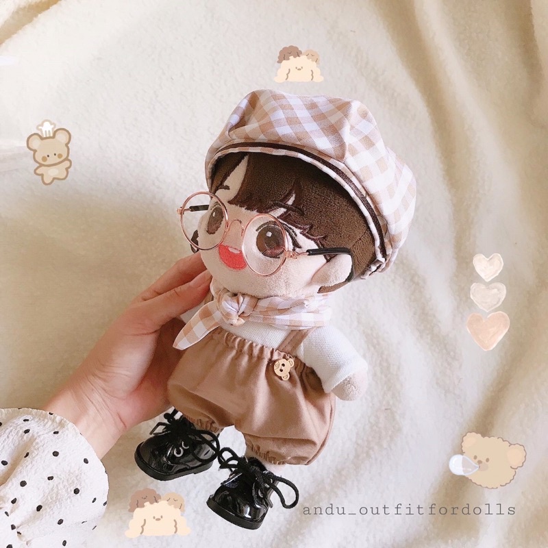 Set Caro Yếm - outfit quần áo cho búp bê doll 15cm  20cm