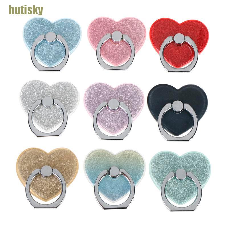 hutisky Universal heart glitter finger ring mobile phone smartphone stand holder CDH