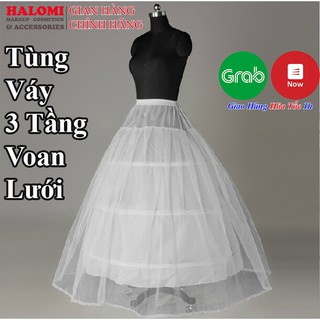 Tùng phồng váy cô dâu 3 tầng voan lưới chân rộng xòe 80cm chuyên dùng cho váy cưới loại vừa khung dẻo dễ gấp gọn