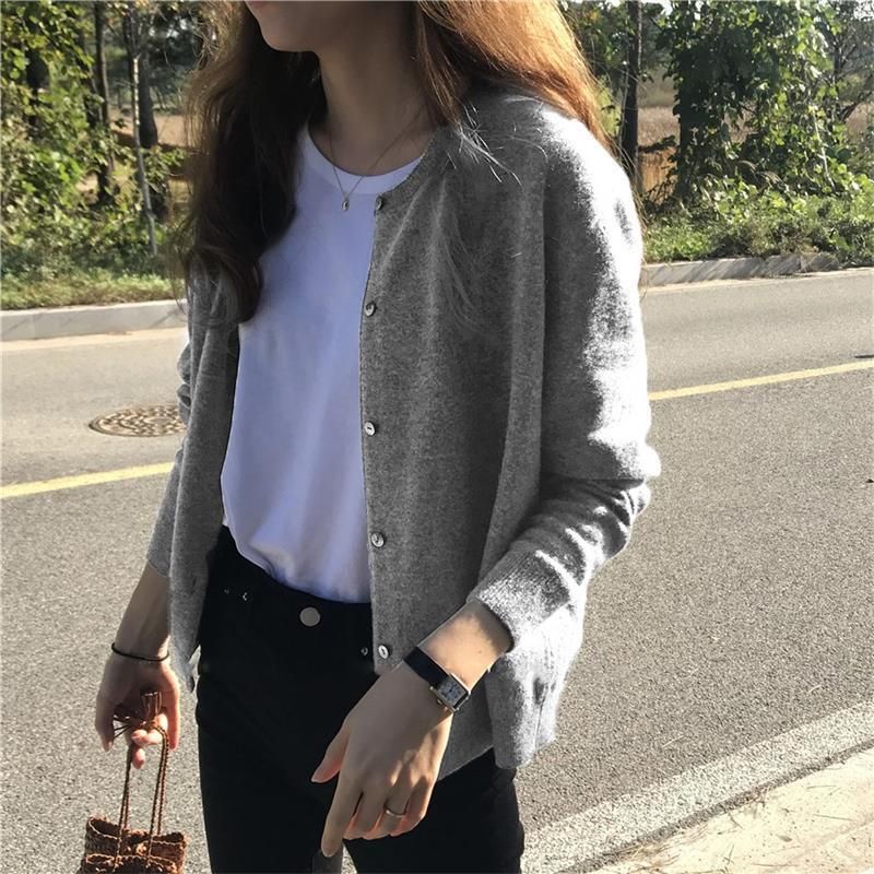 Áo Khoác Cardigan Thun Len Nữ Tay Dài