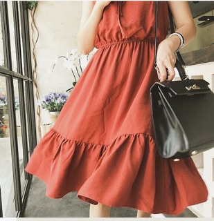 ĐẦM DÁNG XÒE CHUN EO ĐUÔI CÁ NƠ CỔ
