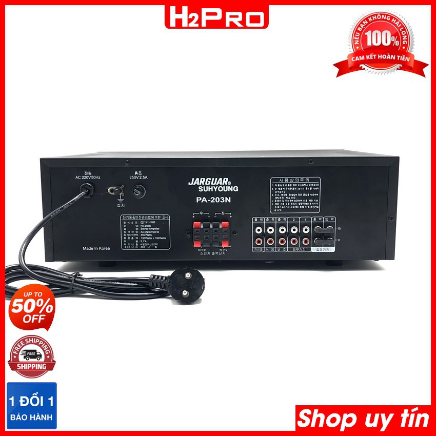 Amply Karaoke, amply Jarguar 203N 8 sò 480W công suất lớn, âm thanh hay, chơi cặp bass 20-25 (tặng 10m dây)-H2pro Tech