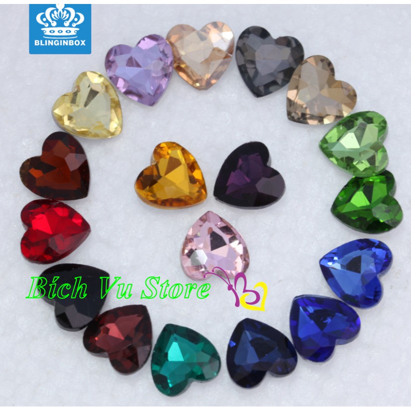 Đá trái tim Hồng Kong | size 8mm (10vien/18k) (Đá sáng đẹp)