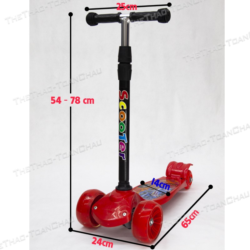 Xe Scooter 4 bánh [Nhập SHOPTC07 giảm 7%] Bánh xe x2 kích thước _ Shop Toàn Châu _ Khung xe bằng thép