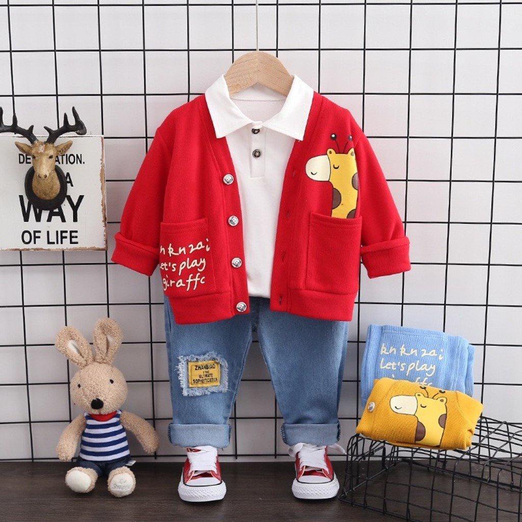 Áo khoác cardigan cho bé kangmin-kids, Áo khoác cotton  in hình hươu cực xinh cho bé từ8-20kg mã H001