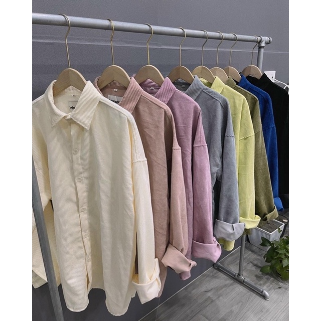 ÁO SƠMI NHUNG FORM RỘNG UNISEX (có hình chụp thật)