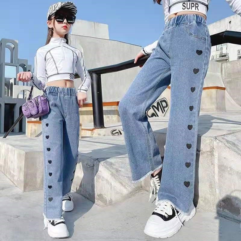 ☑○Quần jean ống rộng cho bé gái (3 - 12 tuổi) ☑️ áo 10 tuổi hà nội Thời trang mập 35kg, 40kg, 45kg