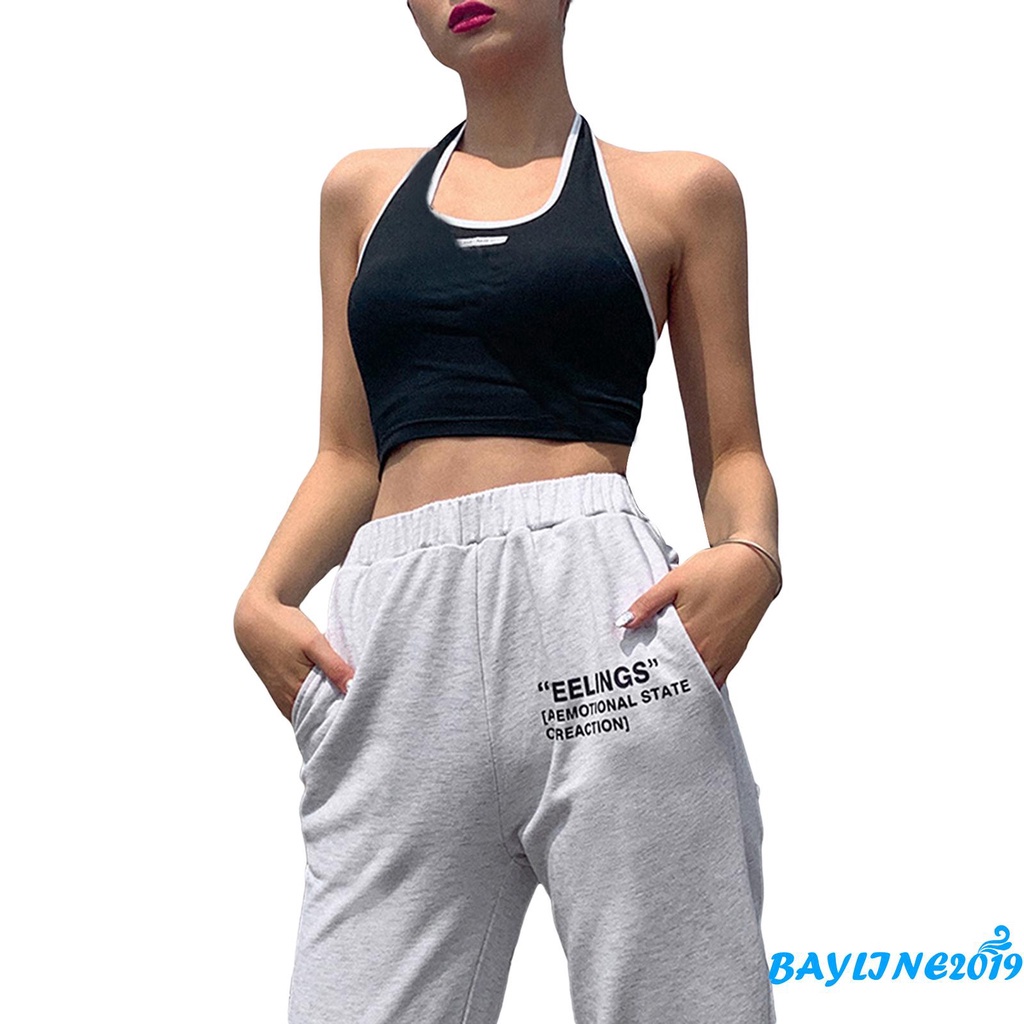 Áo Lửng Cổ Chữ U In Chữ Thời Trang Gợi Cảm Cho Nữ