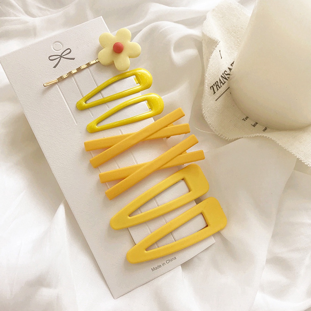 Set 7 Kẹp Tóc Hình Hoa / Vương Miện Màu Sắc Ngọt Ngào Dễ Thương Cho Bé Gái