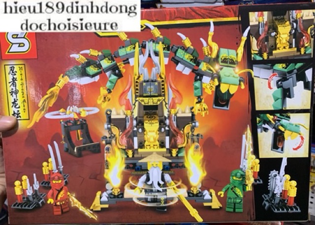 Lắp ráp xếp hình Lego ninjago sy7049 : đền thờ rồng xanh huyền thoại của sư phụ wu lloyd (ảnh thật)