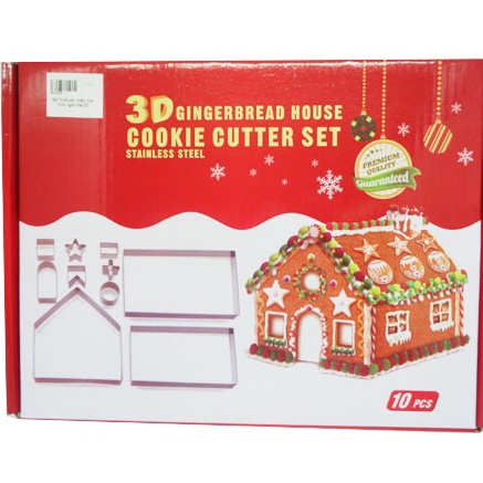 Set 10 khuôn nhấn inox hình ngôi nhà 3D
