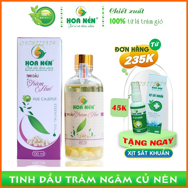 Tinh Dầu Tràm Hoa Nén Ngâm Củ Nén 100ml - Dầu tràm cho bé nguyên chất, giúp mẹ chăm sóc sức khỏe bé hiệu quả