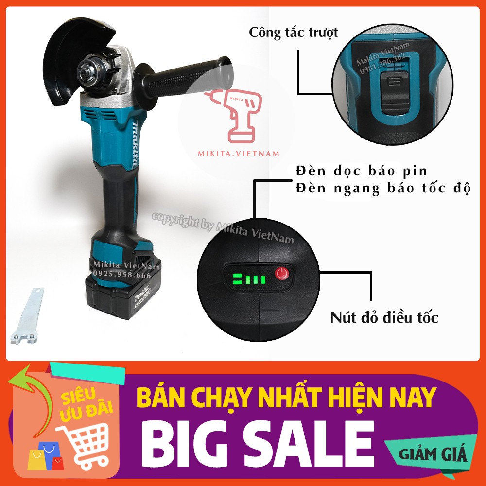 MÁY MÀI PIN MAKITA 199V HÀNG CÔNG TY, ĐỘNG CƠ KHÔNG CHỔI THAN