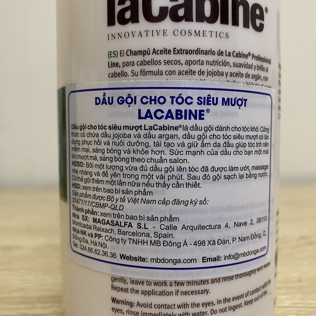 DẦU GỘI ĐẦU CHO TÓC SIÊU MƯỢT LACABINE EXTRAORDINARY OIL SHAMPOO - CHAI 500ML