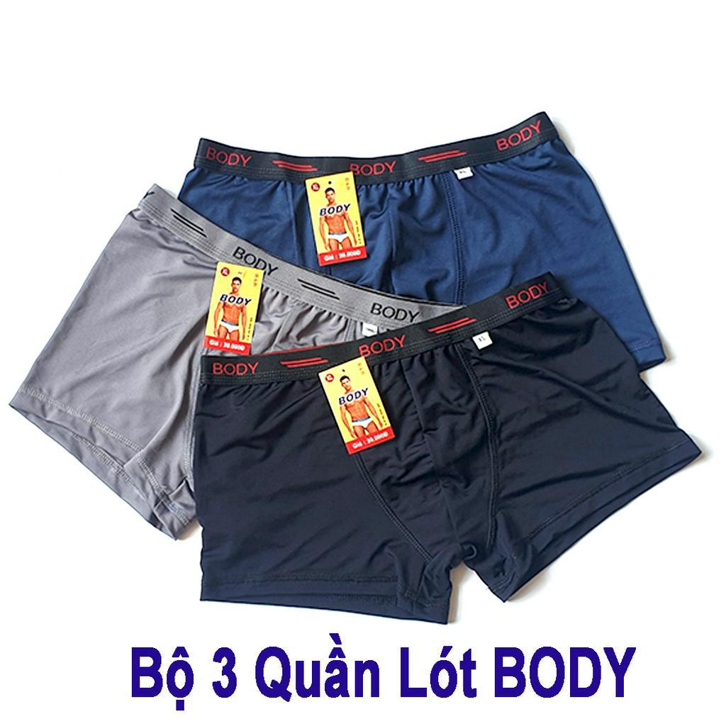 Bộ 3 Quần sịp đùi, Lót Nam lưng thun BODY - Quần boxer nam thun lạnh cao cấp QL018