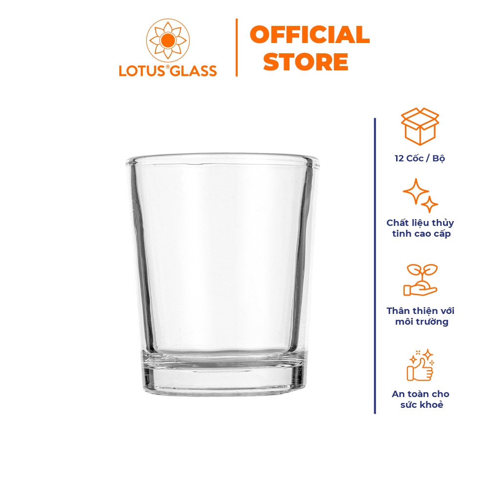 Bộ 12 cốc rượu đáy bằng thủy tinh LOTUS GLASS VTC07T trong suốt cao cấp, an toàn