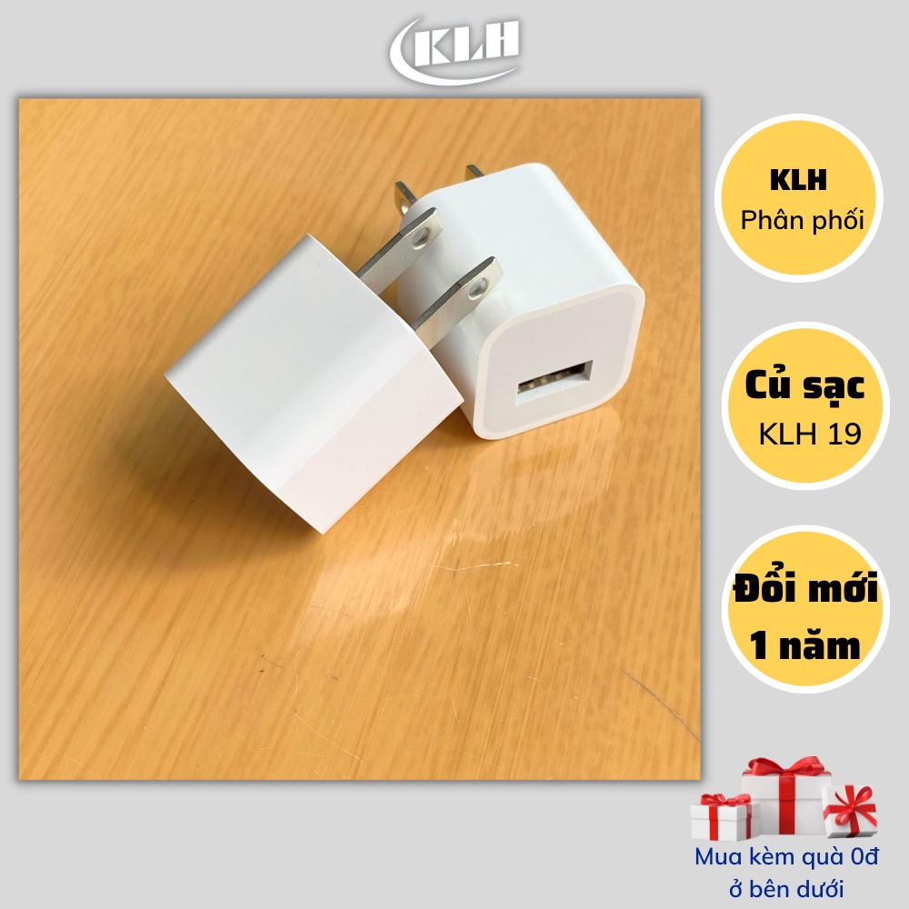 Cốc xạc cho iphone vuông 19H, củ sạc nhanh 5w dùng cho các loại cáp sạt điện thoai Lightning cổng usb KLH