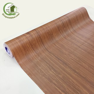 Giấy dán tường giả gỗ màu nâu nhạt, [ 50cm x khổ 1,2m ] có sẵn keo