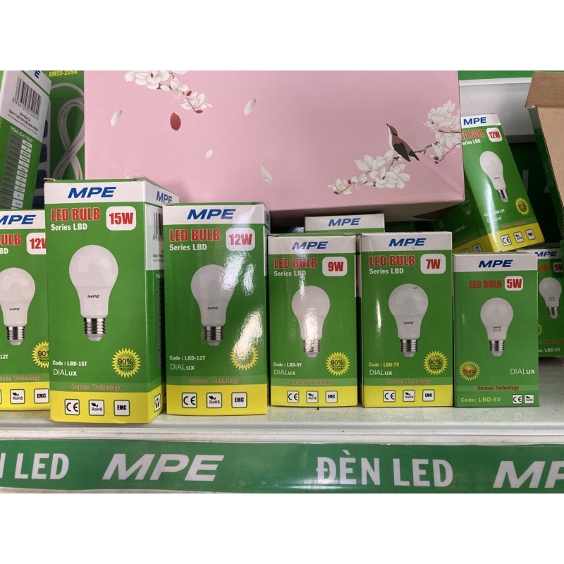 MPE - Đèn Led bulb búp công suất 3w 5w 7w 9w 12w 15w ánh sáng trắng - vàng