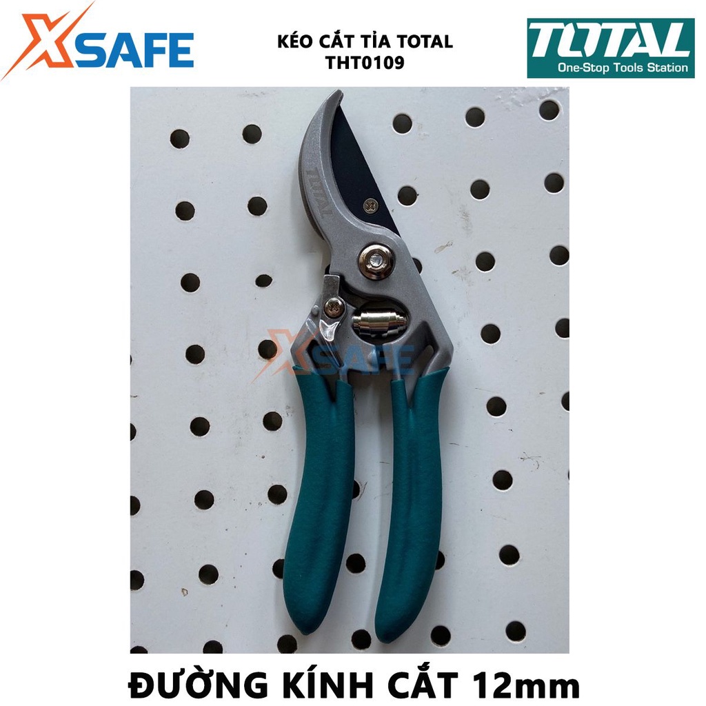 Kéo cắt tỉa cành cây TOTAL THT0109 Kéo tỉa cây đường kính cắt tối đa 12mm, size 8&quot;, thép cao cấp, độ bền cao-Chính hãng