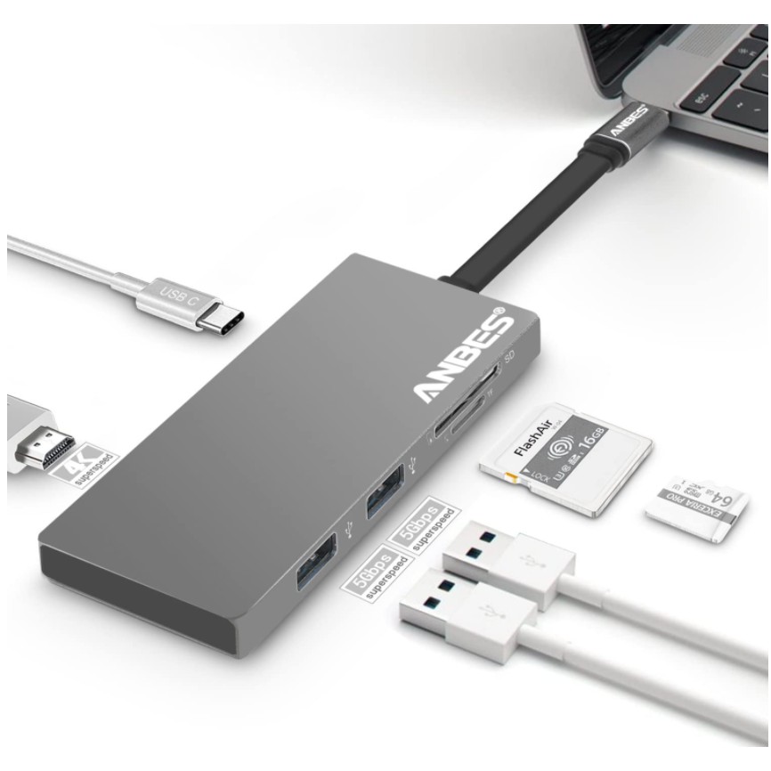 Hub USB Type-C ANBES - 6 chức năng trong 1