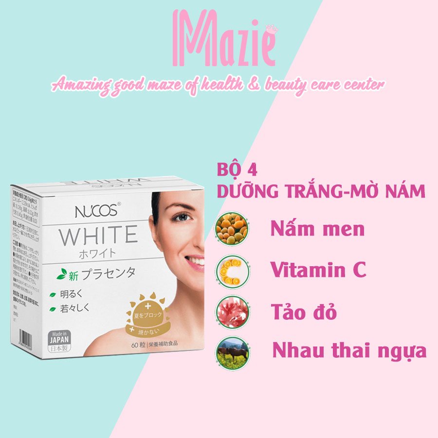 Viên uống trắng da mờ thâm nám Nucos White 60 viên